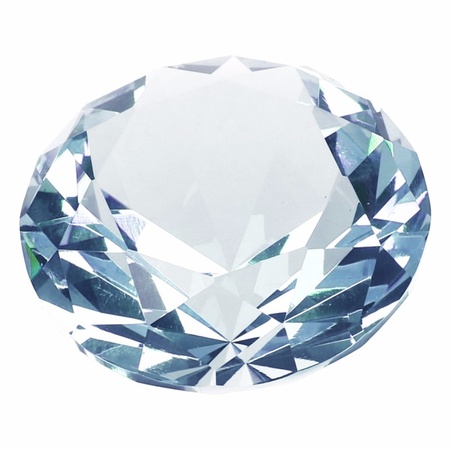 Lichtblauwe nep diamant 4 cm van glas