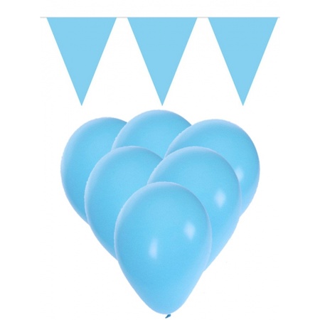Light blue decoration 15 balloons and 2 flaglines