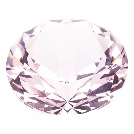 Lichtroze nep diamant 4 cm van glas