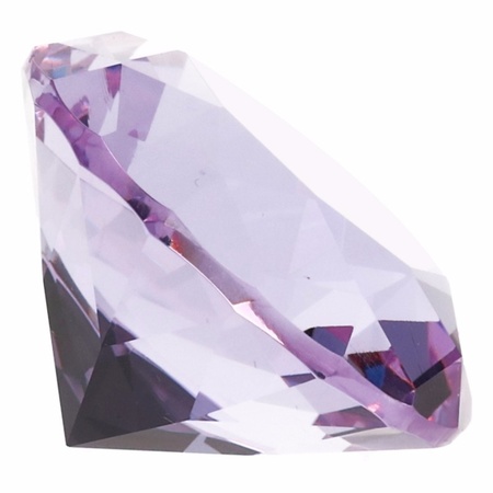 Lila nep diamant 5 cm van glas