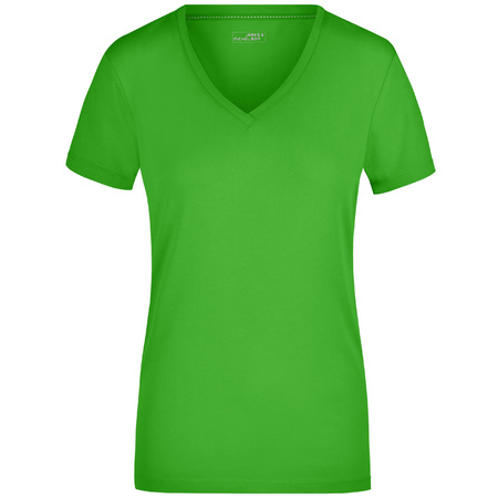 Lime dames stretch t-shirt met V-hals 
