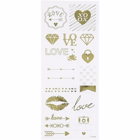 Love stickers goud 14 stuks