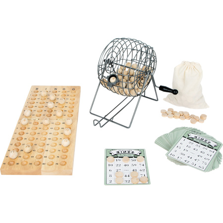 Luxe bingo spel metaal/hout complete set nummers 1-75 met molen en bingokaarten