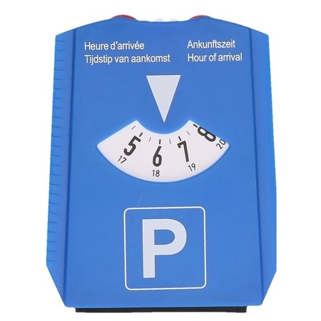 Luxe blauwe parkeerschijf met ijskrabber - draaischijf voor parkeren