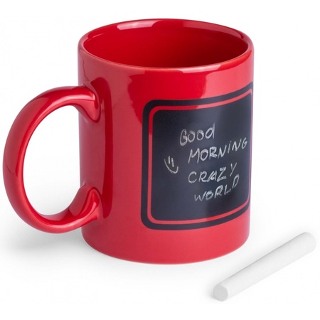 Chalk coffe mug - red - ceramics - 350 ml