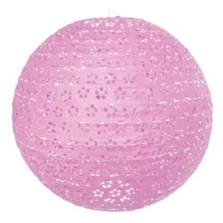 Luxe lantern white pink flower motif 35 cm