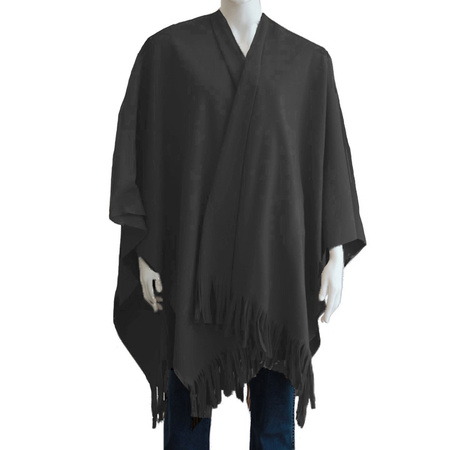Luxurious shawl/poncho - anthracite - 180 x 140 cm - fleece