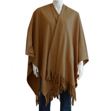 Luxurious shawl/poncho - brown - 180 x 140 cm - fleece