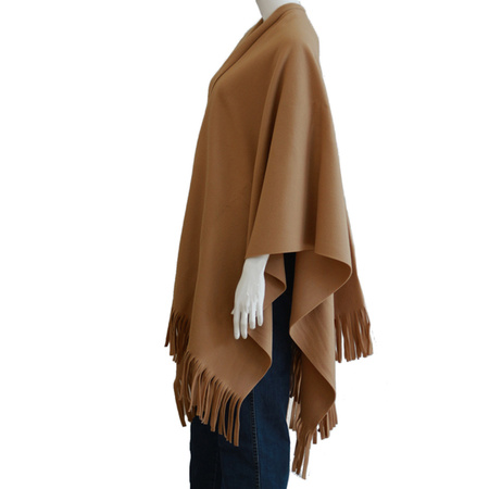 Luxurious shawl/poncho - brown - 180 x 140 cm - fleece