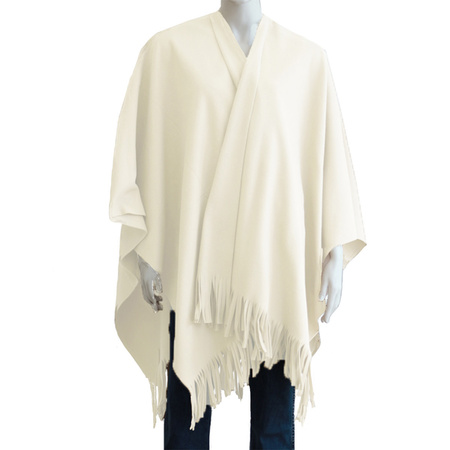 Luxurious shawl/poncho - cream - 180 x 140 cm - fleece