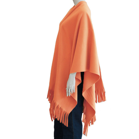 Luxe omslagdoek/poncho - perzik - 180 x 140 cm - fleece - Dameskleding accessoires