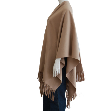 Luxe omslagdoek/poncho - zand - 180 x 140 cm - fleece - Dameskleding accessoires