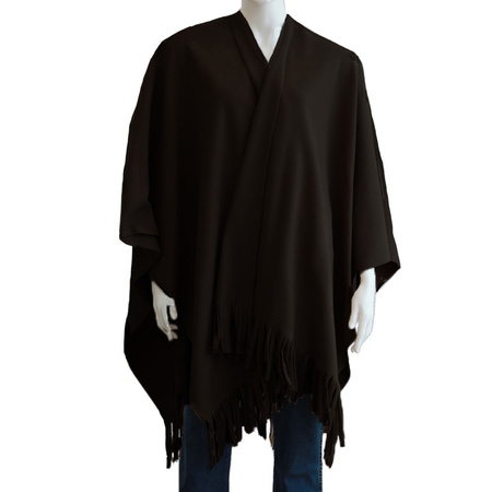 Luxurious shawl/poncho - black - 180 x 140 cm - fleece