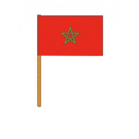 Luxe zwaaivlaggen Marokko 30 x 45 cm op houten stok