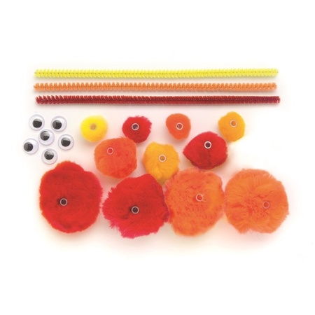 Make your own red caterpillar of pompons package