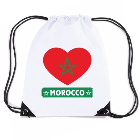 Marokko hart vlag nylon rugzak wit