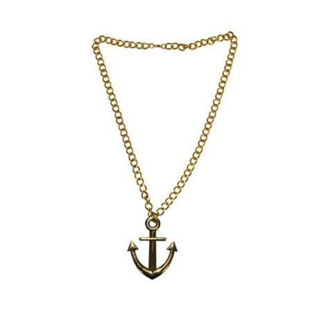 Golden sailor necklace with anchor - plastic