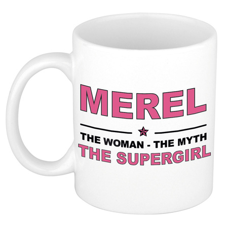 Merel The woman, The myth the supergirl cadeau koffie mok / thee beker 300 ml