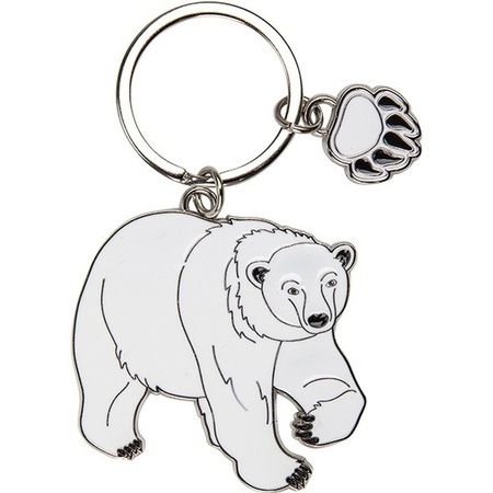 Metal polar bear key ring 5 cm