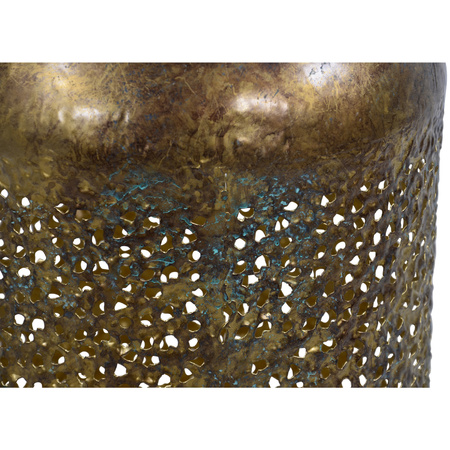 Metalen lantaarn/windlicht goud grof 15 x 23 cm