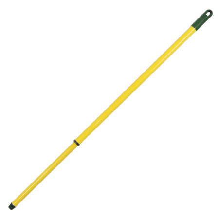 Plastic hard street/outdoor broom palm fiber 40 cm with metal telescopic handle yellow 80 - 130 cm