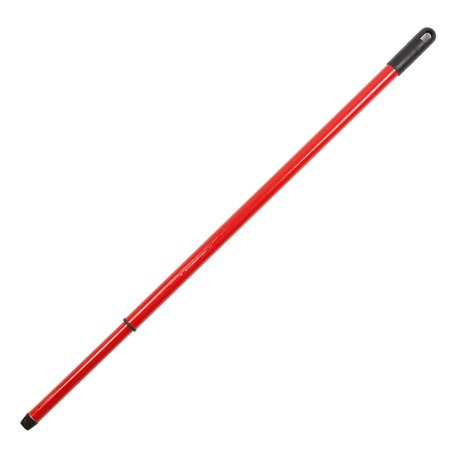 Kunststof schrobborstel/schrobber met trekker rood inclusief metalen telescoopsteel 130 cm