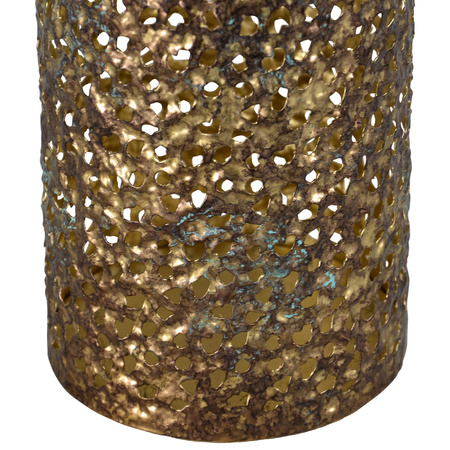 Metalen waxinelichthouder/theelichthouder goud grof motief 14 x 21 cm