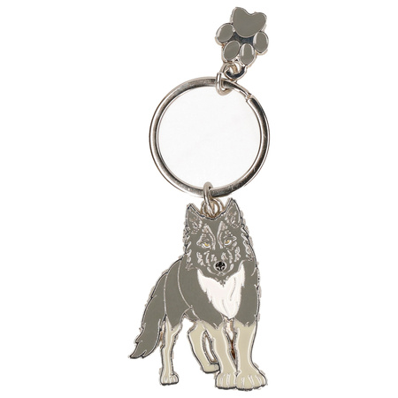 Metalen wolf dieren sleutelhanger 5 cm