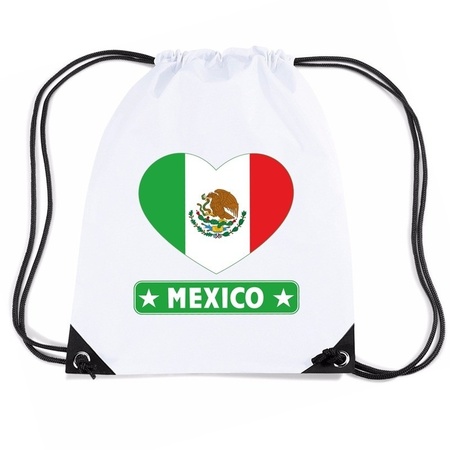 Mexico hart vlag nylon rugzak wit