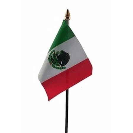 2x pieces mexico table flag 10 x 15 cm with base