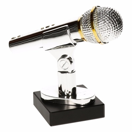 Microfoon trofee voice zilver 15 cm