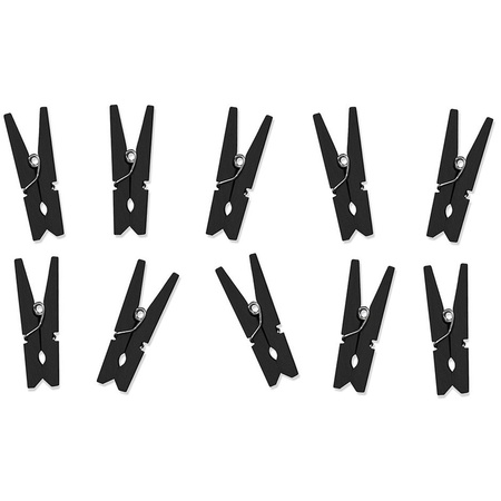 Mini decoratie knijpertjes - 10 stuks - 3,5 cm - zwart