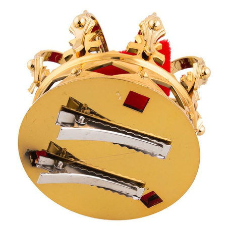Mini konings kroontje goud 8 cm op clip