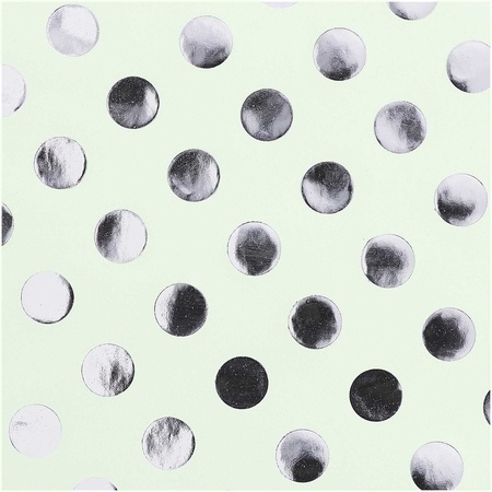 Mint green foil wrappingpaper/giftwrapping silver dot 200 x 70 cm