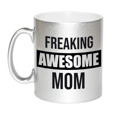 Mother silver gift mug freaking awesome mom 330 ml