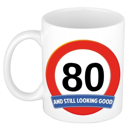 Birthday road sign mug 80 year