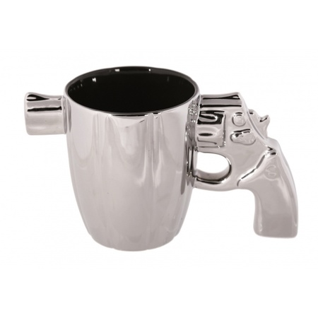 Mug gun with gun barrel silver