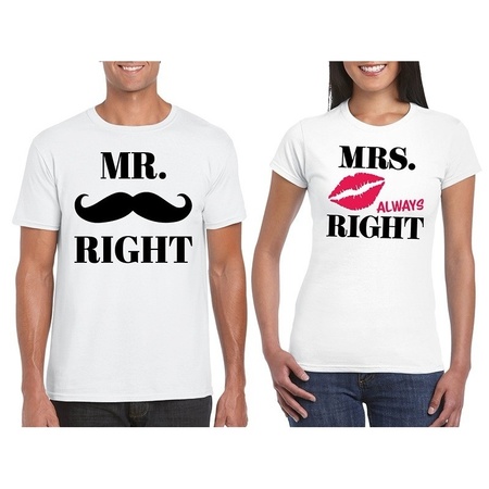 Mr. Right & Mrs. Always Right couple shirts size L