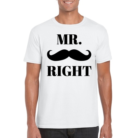 Mr. Right t-shirt wit heren