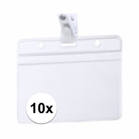 Multipack van 10x ID badgehouder met bevestigings clipje 11,5 x 9,2 cm