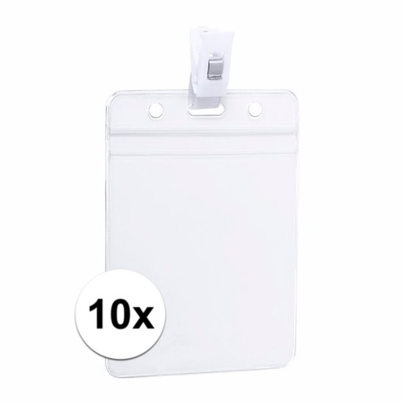 Multipack van 10x ID badgehouder met bevestigings clipje 8,5 x 12,2 cm
