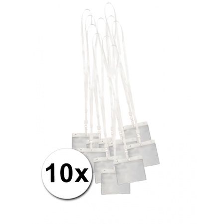 Multipack of 10x lanyards badge holders white 11,2 x 58 cm