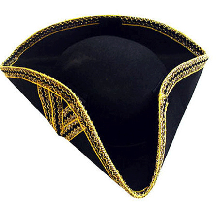 Musketiers piraten verkleed hoed zwart met goud