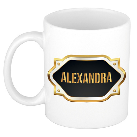 Name mug Alexandra with golden emblem 300 ml
