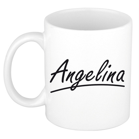 Name mug Angelina with elegant letters 300 ml