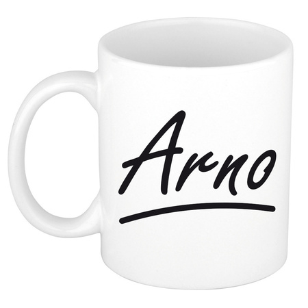 Naam cadeau mok / beker Arno met sierlijke letters 300 ml