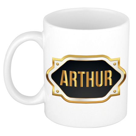 Name mug Arthur with golden emblem 300 ml