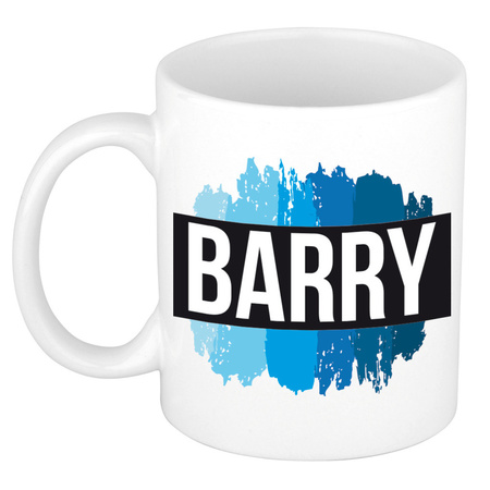 Name mug Barry with blue paint marks  300 ml
