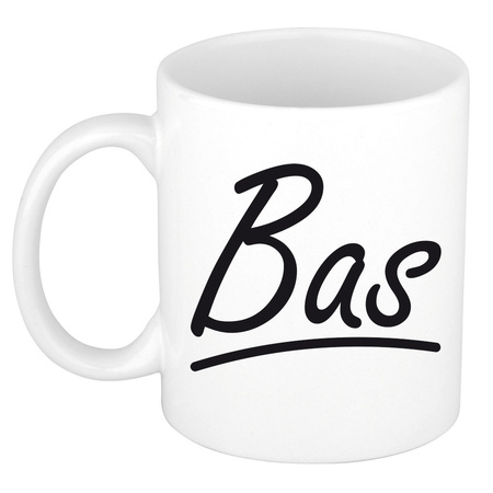 Name mug Bas with elegant letters 300 ml