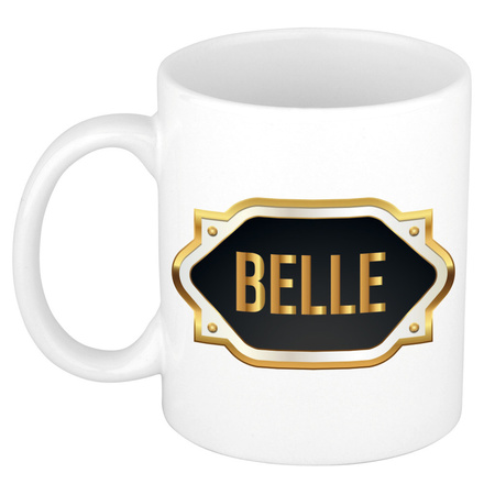 Name mug Belle with golden emblem 300 ml